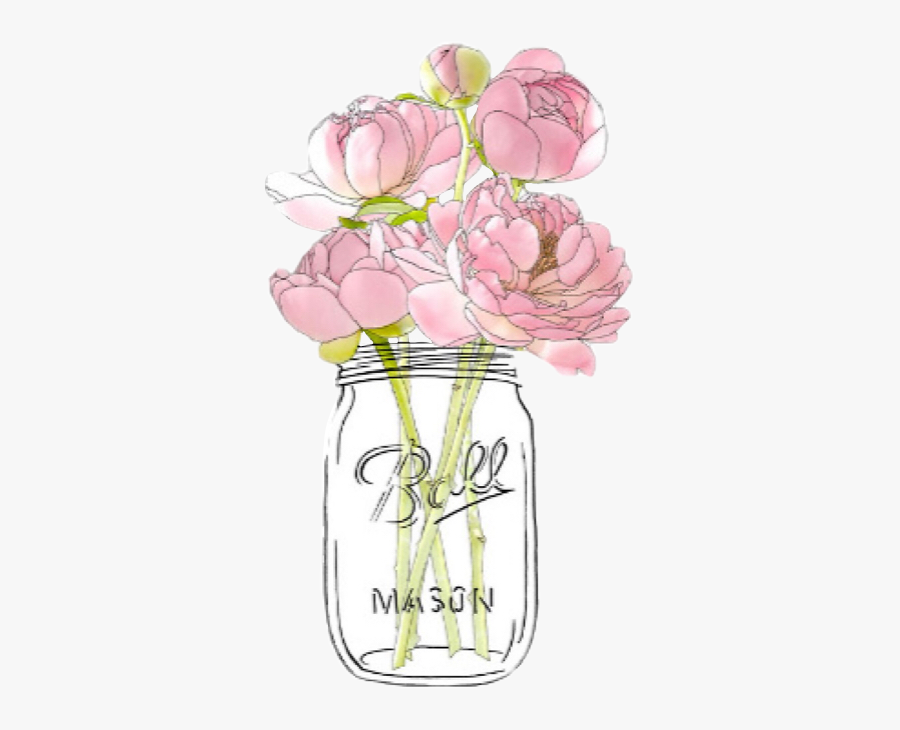 Flowers Mason Jar Cute Pretty - Flowers In Mason Jar Sticker, Transparent Clipart