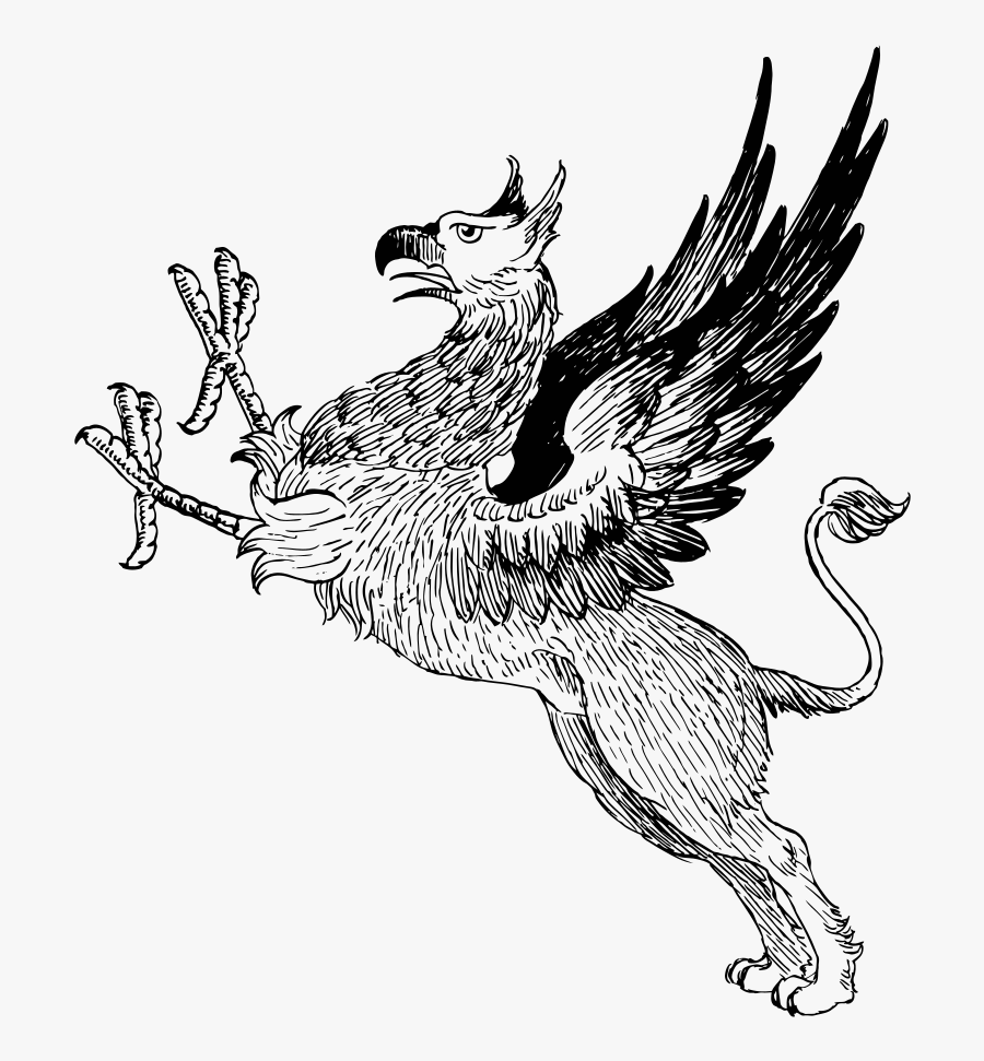 Vintage Griffin Line Art - Griffin Vintage, Transparent Clipart