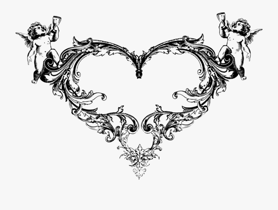 Ornate Heart Vector, Transparent Clipart