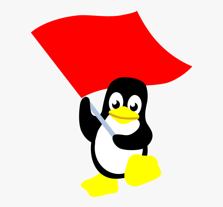 Tux Racer Red Flag Linux Penguin - Red Flag Linux Logo, Transparent Clipart