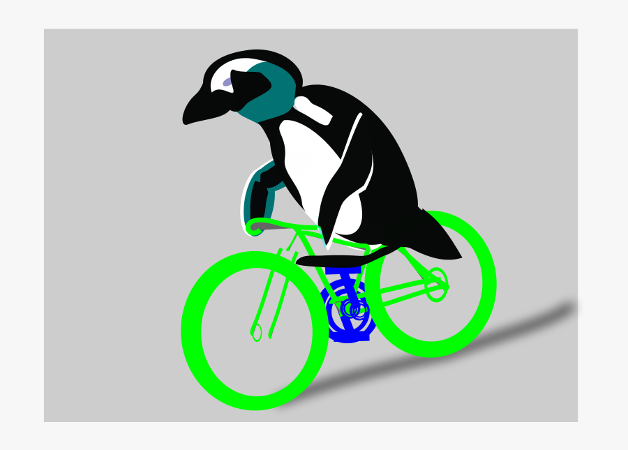 Cycling Penguin - Penguin On Bike, Transparent Clipart