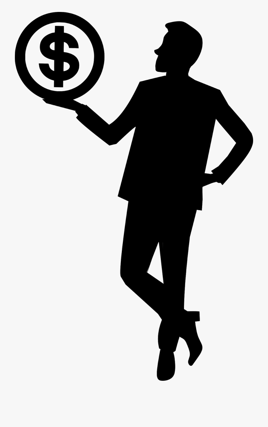 Businessman, Achievement, Bank, Silhouette, Banknotes, - Businessman Silhouette Money, Transparent Clipart