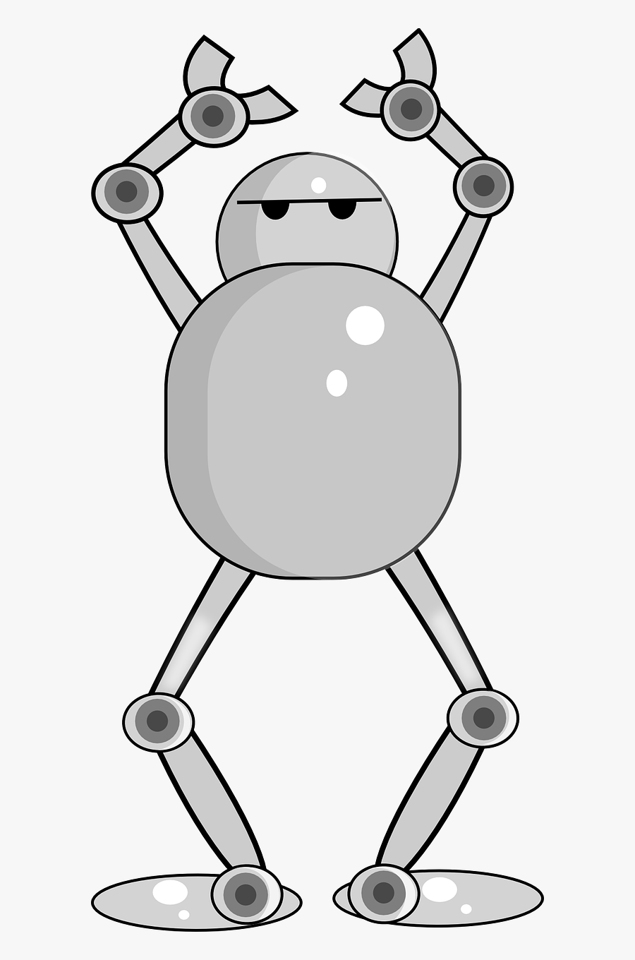 Robot With Hands Up, Transparent Clipart