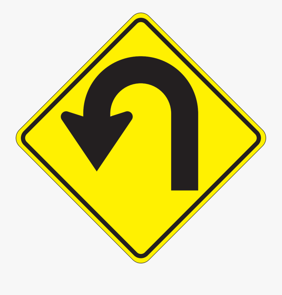 U Turn Road Sign, Transparent Clipart