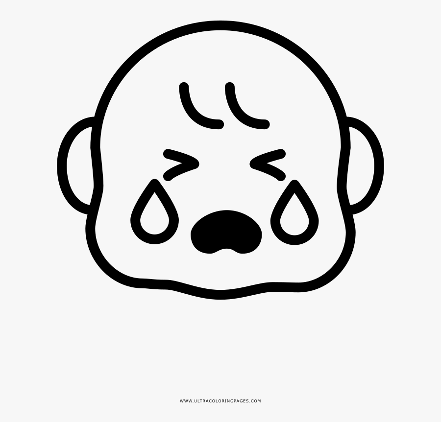 Crying Coloring Page - Line Art, Transparent Clipart