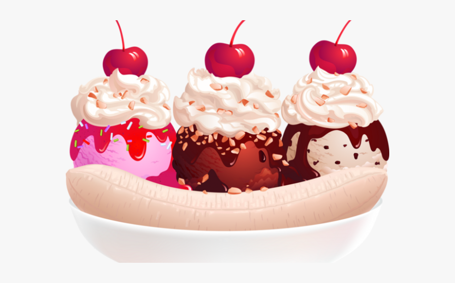 Banana Split Clipart All American - Ice Cream Sundae Bananas, Transparent Clipart