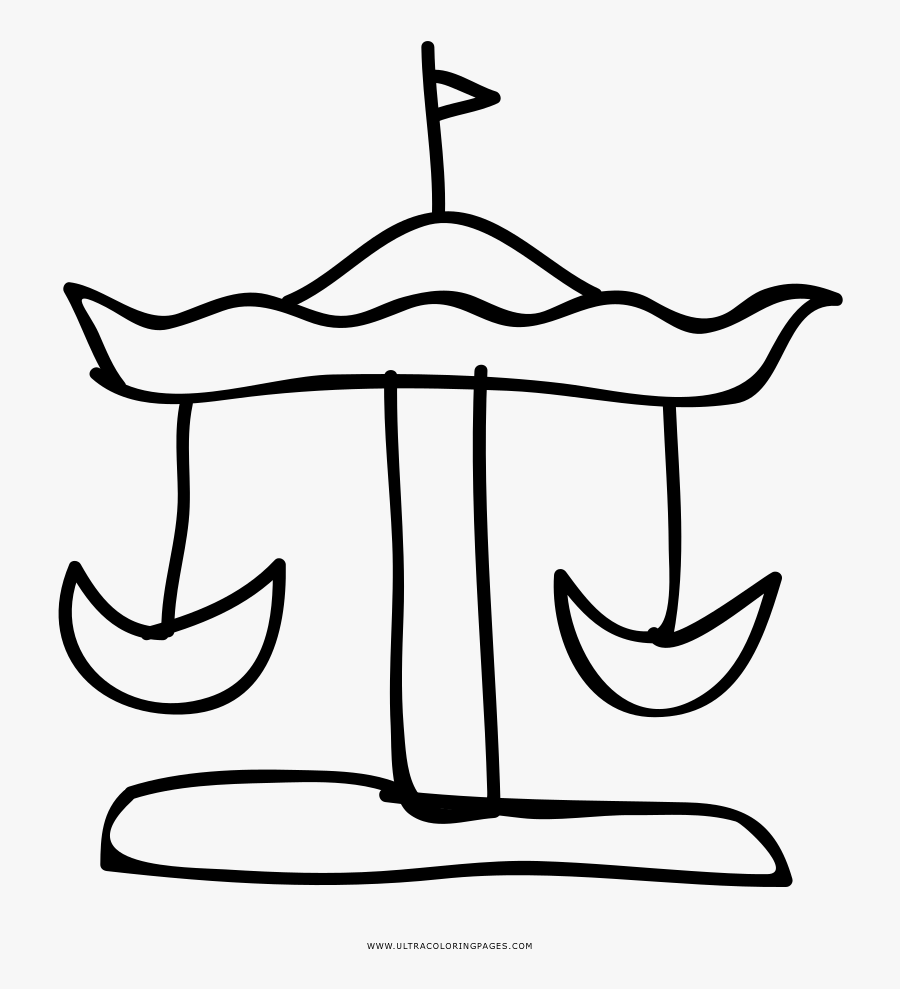 Carousel Coloring Page - Line Art, Transparent Clipart