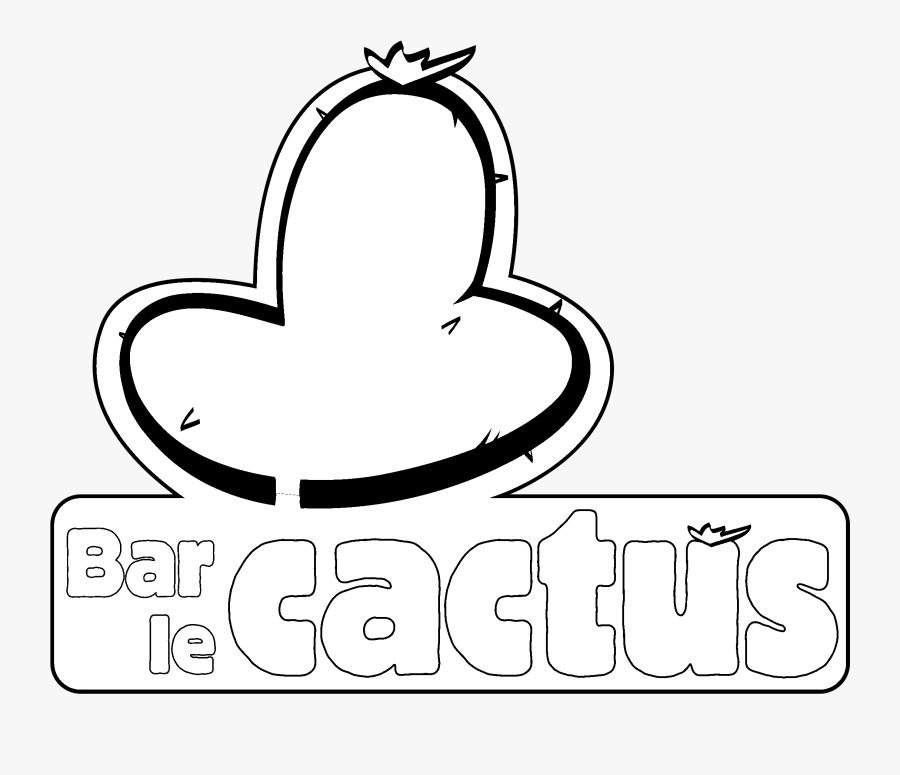 Bar Le Cactus 01 Logo Black And White - Line Art, Transparent Clipart