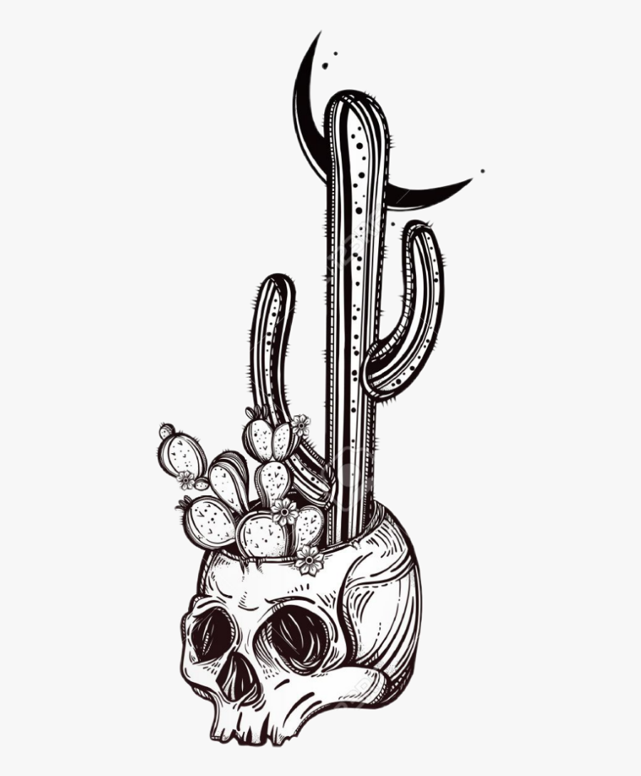#tattoo #skull #skulltattoo #cactus - Skull And Cactus Tattoo, Transparent Clipart