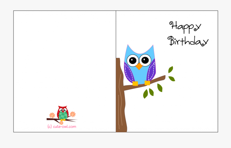 Clip Art Greeting Owl Birthday Card - Birthday Cards Ready To Print, Transparent Clipart