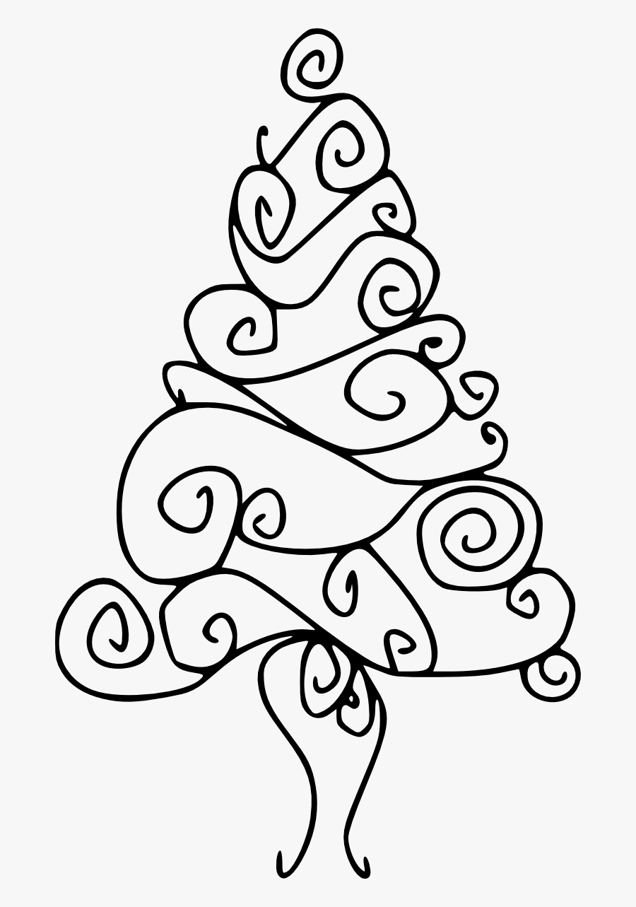 Free Christmas Swirl Cliparts Download Free Clip Art - Simple Line Swirl Christmas Tree, Transparent Clipart