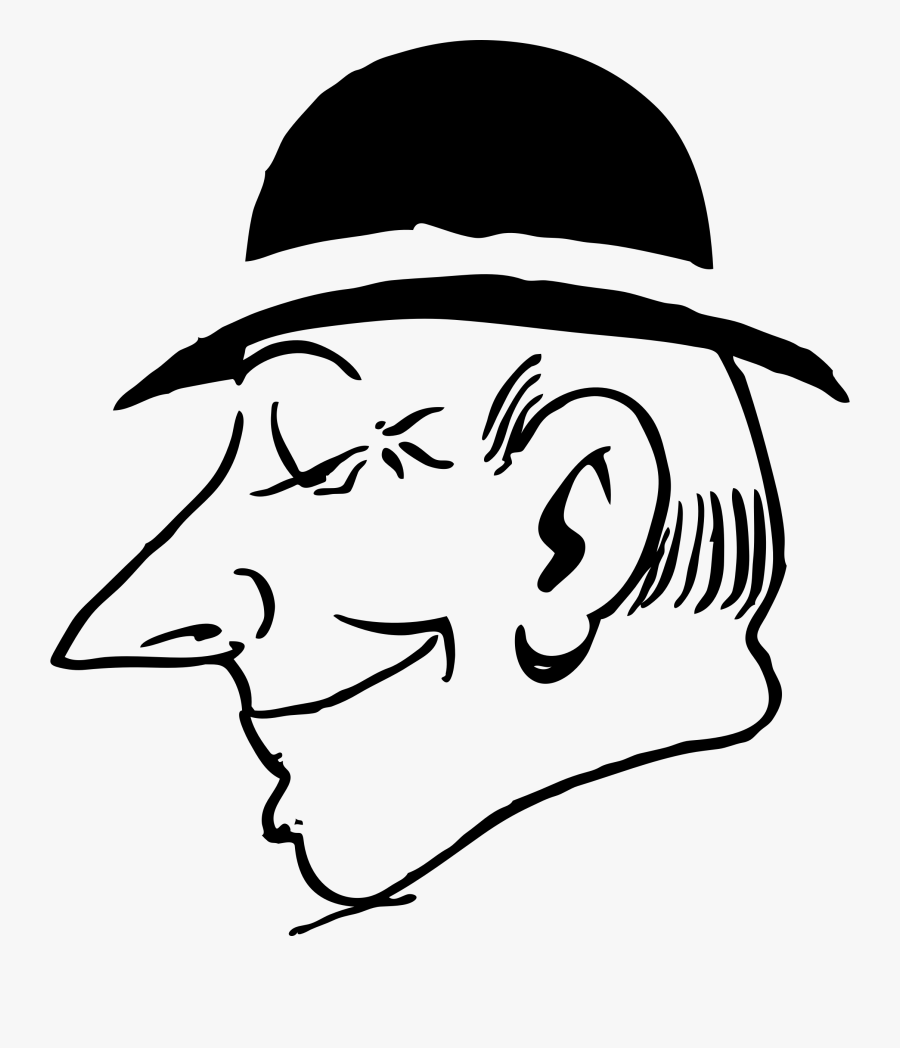 Hat Clipart Black And White - Man In Hat Clip Art, Transparent Clipart
