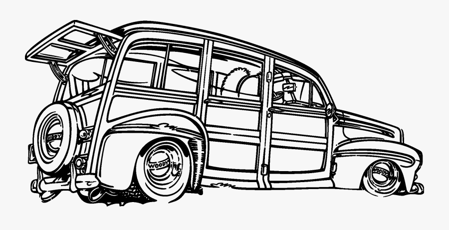 Clip Art Old Car Silhouette - Desenhos De Hot Rod, Transparent Clipart