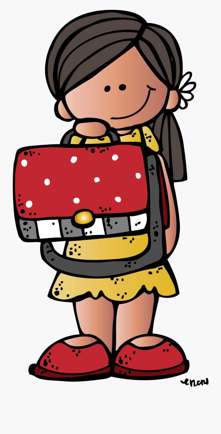 Girl With Backpack Clipart, Transparent Clipart