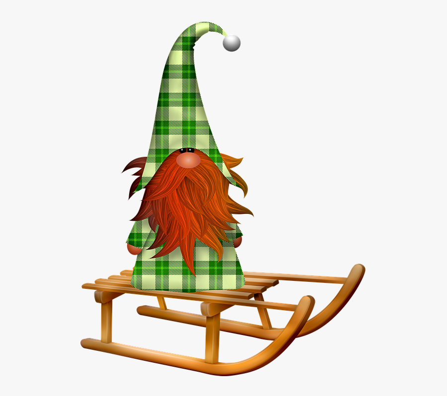 Scandia Gnome, Christmas Sled, Gnome, Window, Old - Sled Transparent Background, Transparent Clipart