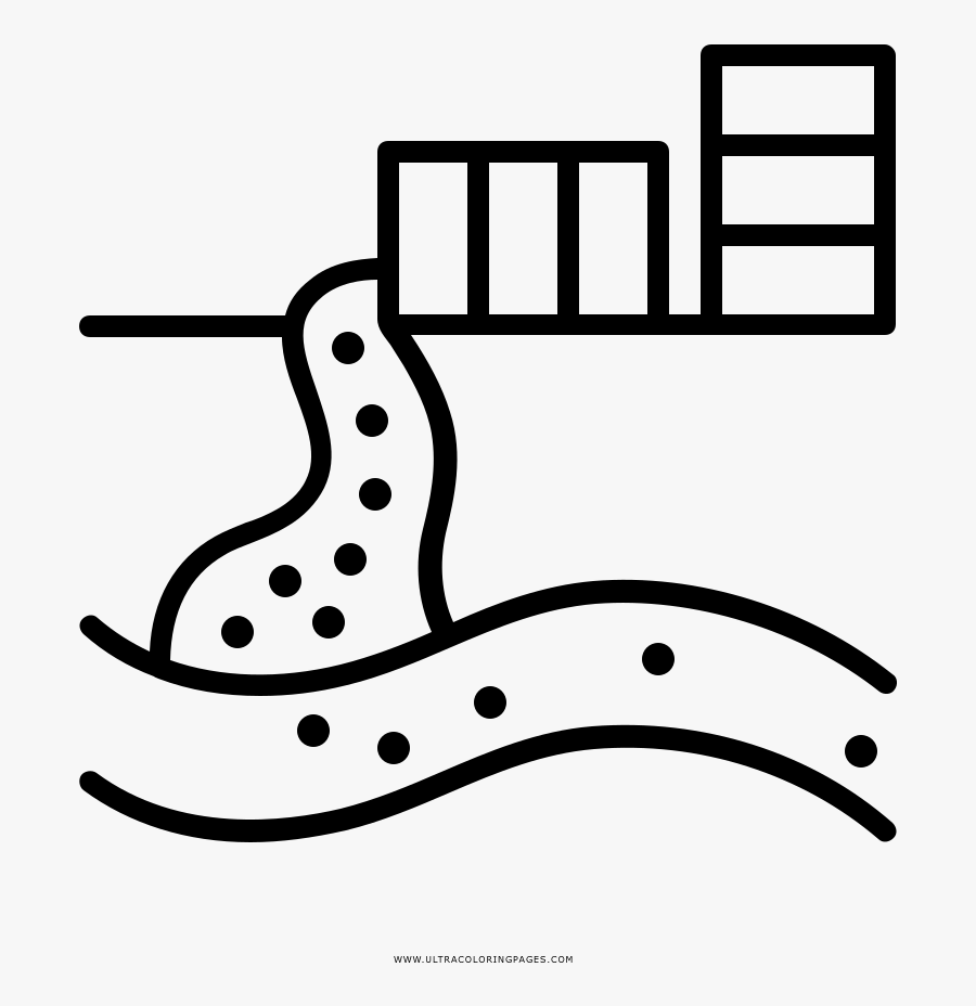 Water Pollution Coloring Page - Line Art, Transparent Clipart
