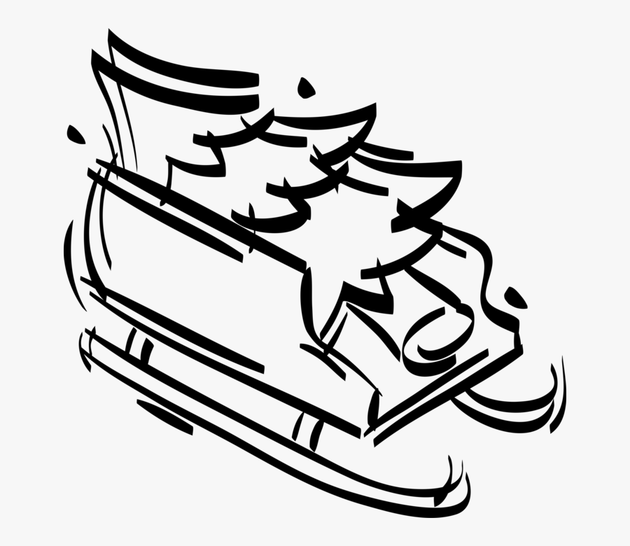 Vector Illustration Of Festive Season Christmas Tree - Bobsleigh, Transparent Clipart