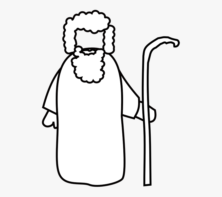 Shepherd, Herdsman, Old Man, Protector, Attendant - Shepherd Coloring Pages For Kids, Transparent Clipart