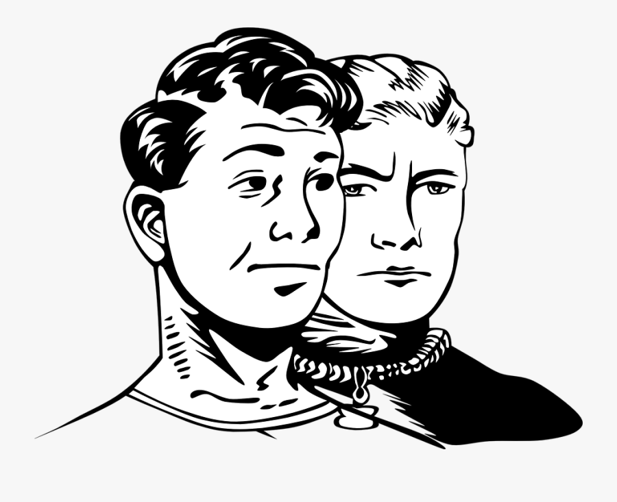 Transparent Worried Clipart - Two Men Clipart Black And White, Transparent Clipart