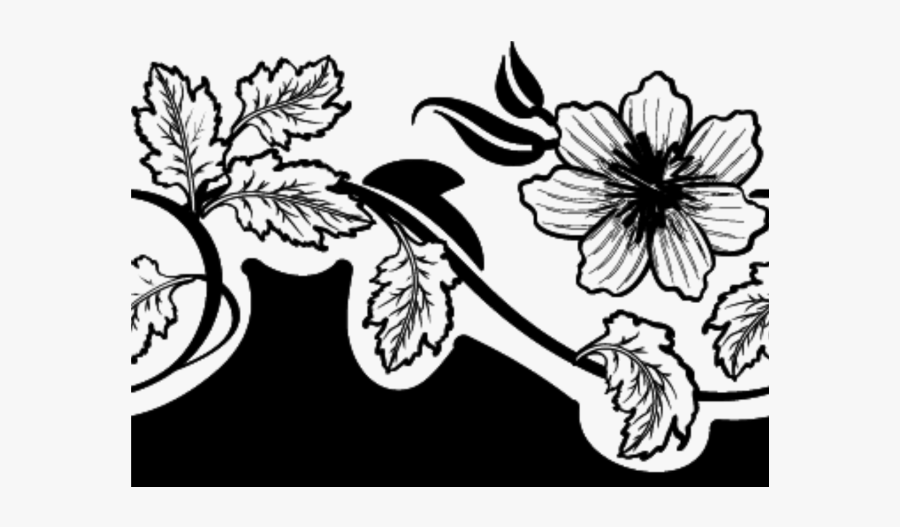 Clip Art Black And White Flower Illustration - Black And White Floral Png Clipart, Transparent Clipart