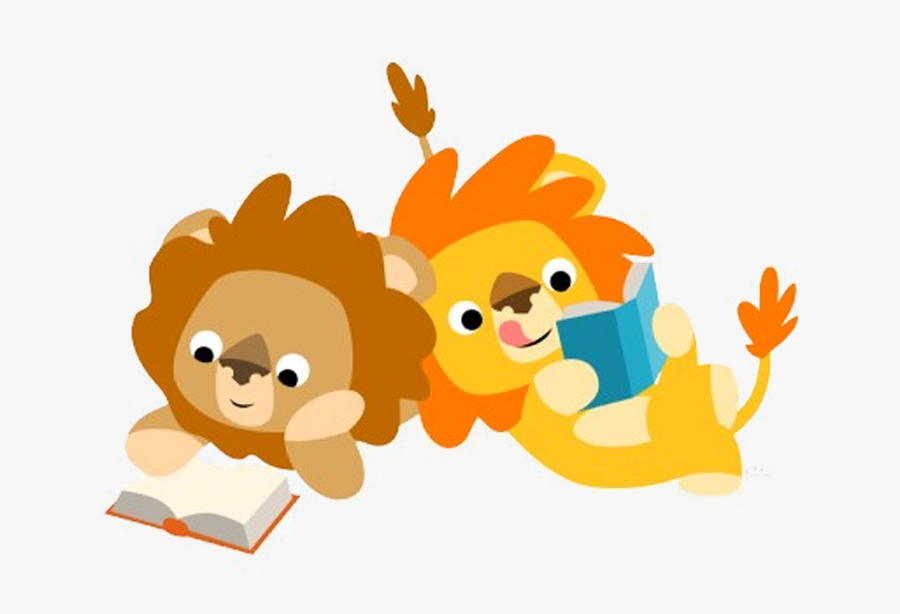 Notes From Ms - Cartoon Lion Reading Book, Transparent Clipart