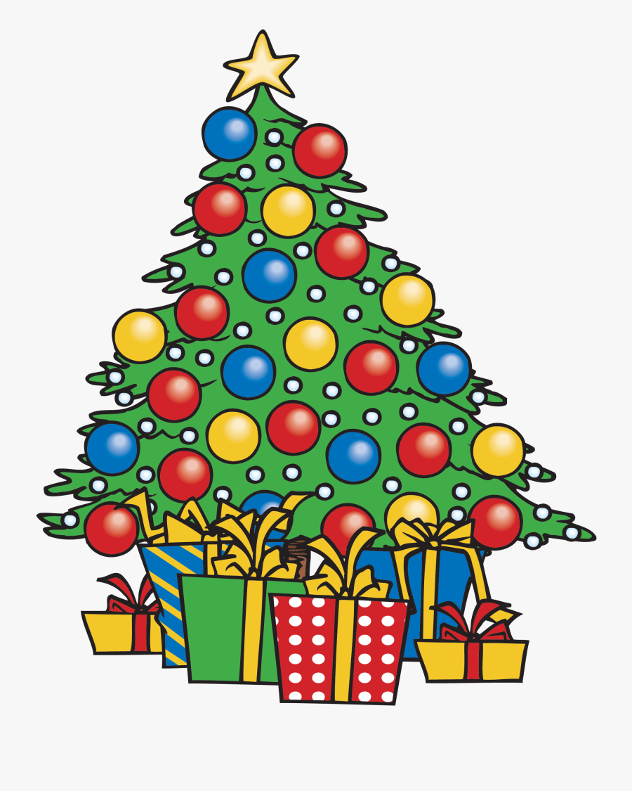 Cartoon Christmas Tree With Presents, Transparent Clipart