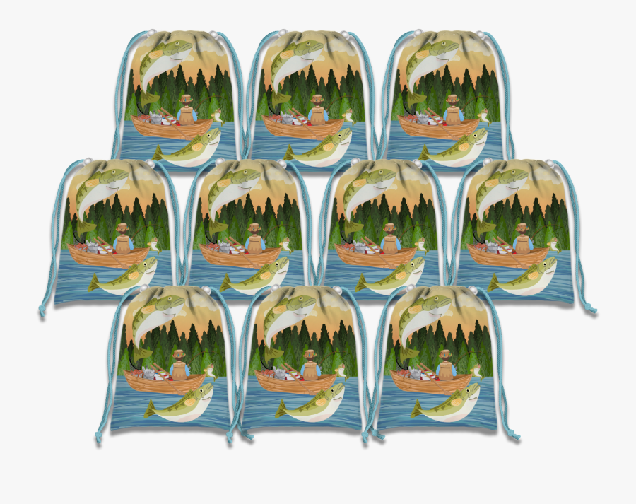 Gone Fishing Drawstring Tote Bag, Transparent Clipart