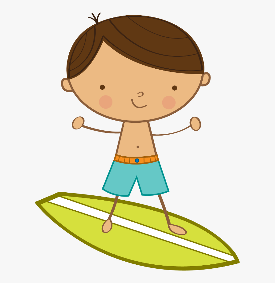 Praia E Piscina Minus - Girl And Boy Surfing Clipart, Transparent Clipart