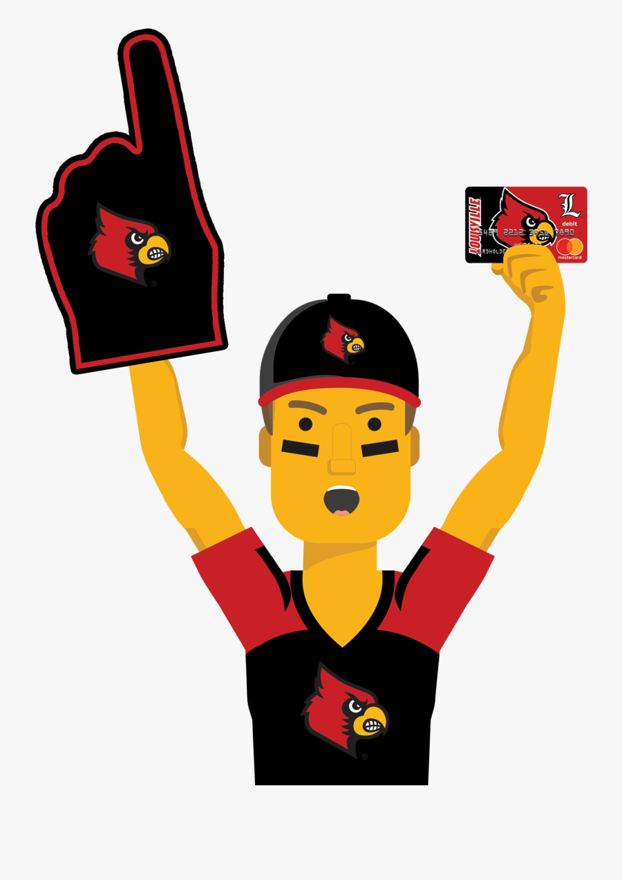 Louisville Ultimate Fan Holding The Louisville Cardinals - University Of Louisville, Transparent Clipart