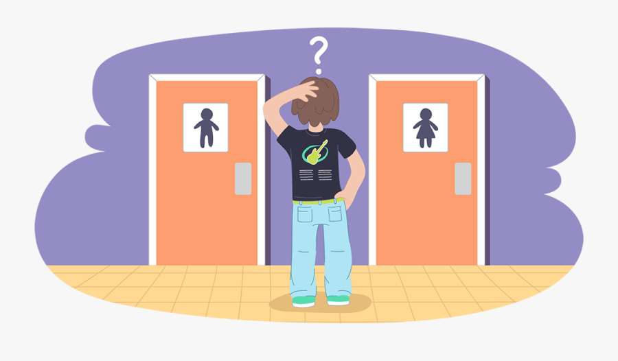 Person Standing In Front Of Mens And Ladies Toilet - Psicología De La Identidad De Género, Transparent Clipart