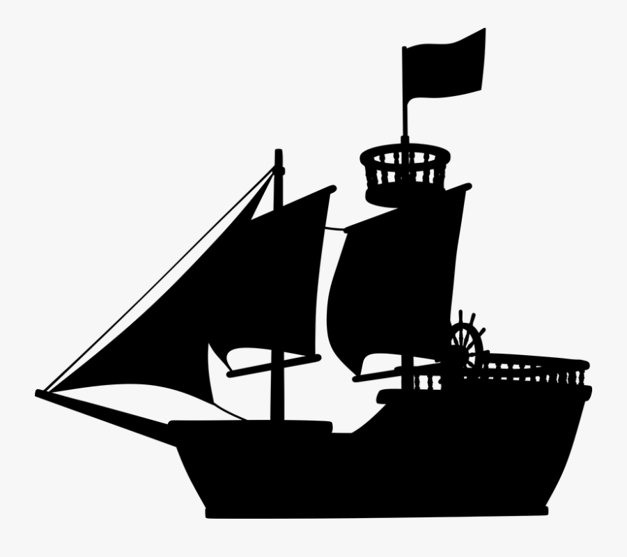 Boat, Marine, Maritime, Medieval, Ocean, Pirate, Sea - Pirate Ship Silhouette Png, Transparent Clipart