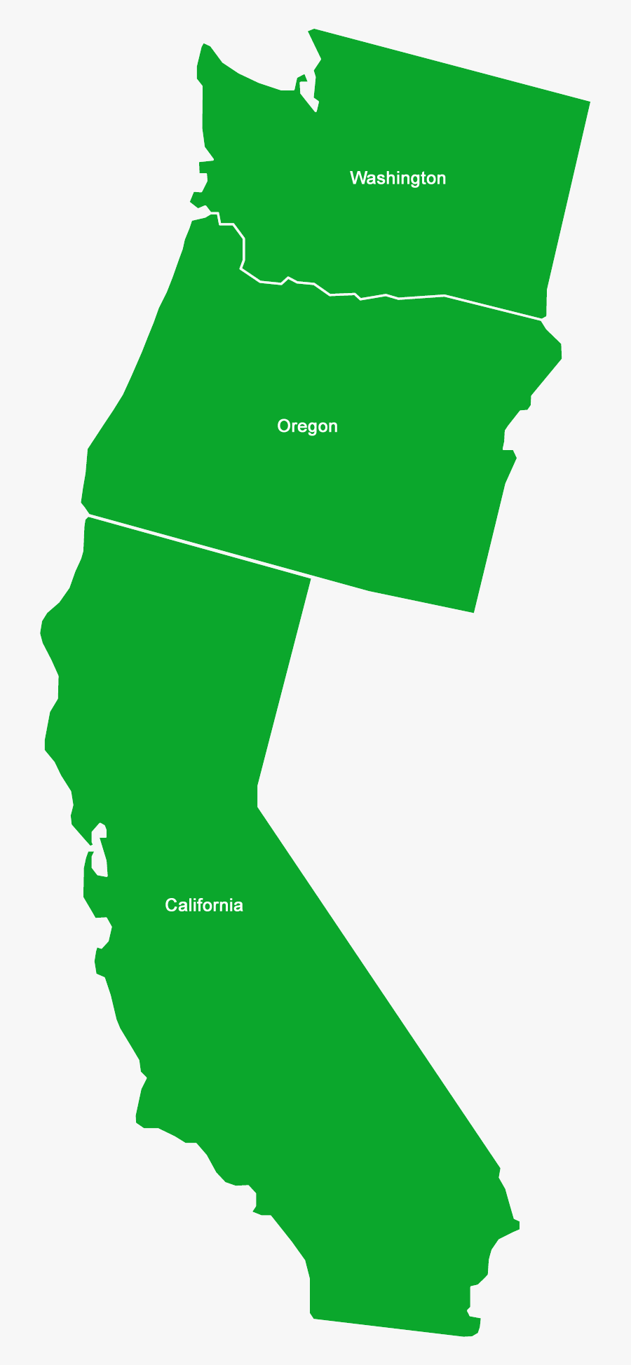 California Washington Oregon Idaho Jefferson - West Coast States Outline, Transparent Clipart