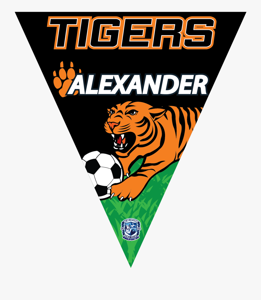 Tigers Triangle Individual Team Pennant - Siberian Tiger, Transparent Clipart