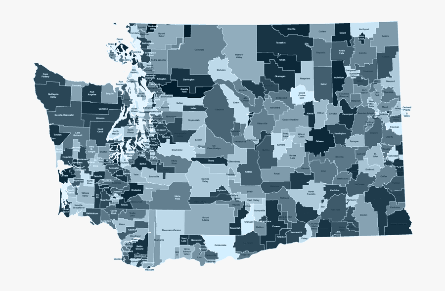 Map Of School Districts In Washington State - Washington State School Districts, Transparent Clipart