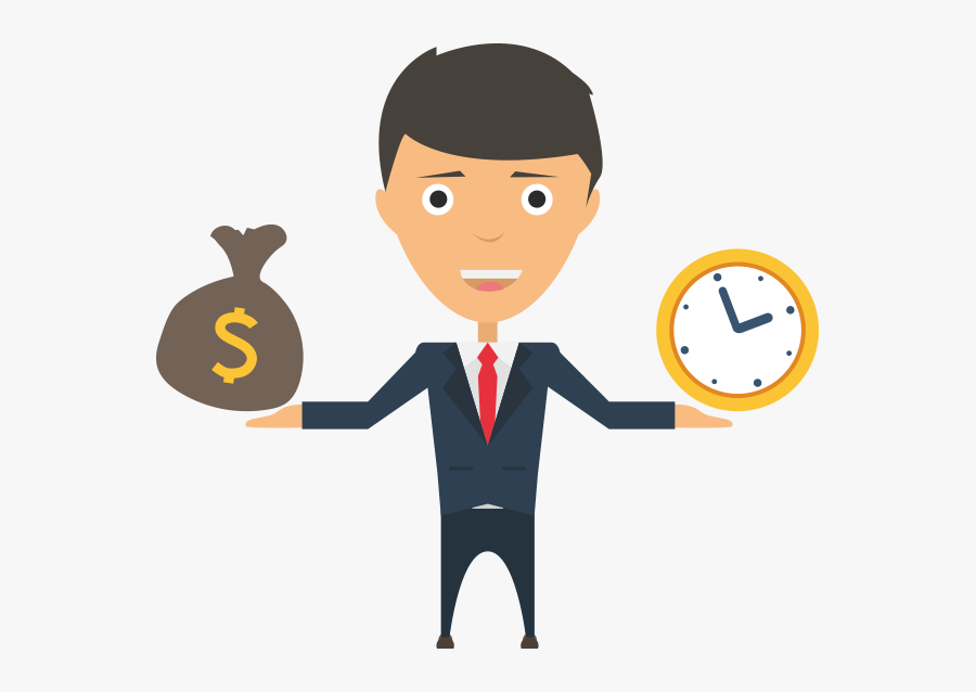 Time Money Image Picture Cartoon No Background Clipart - Salesman Clipart, Transparent Clipart