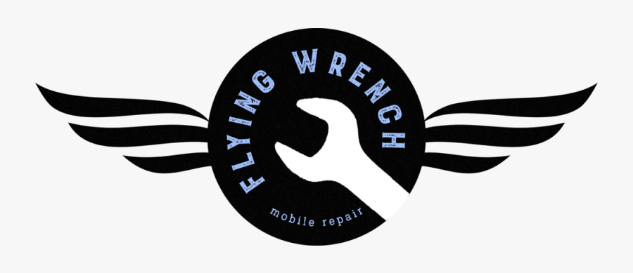 Flying Wrench Mobile Repair Logo - Label, Transparent Clipart