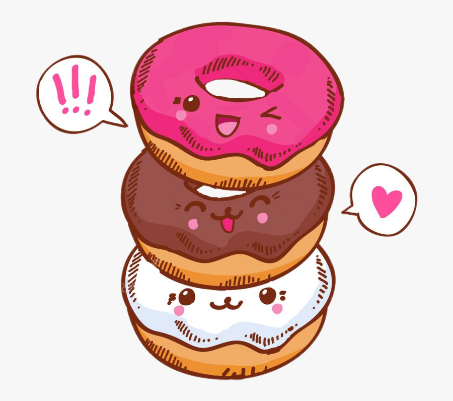 Donuts Cute Kawaii Yummy Food Tumblr - Kawaii Donuts, Transparent Clipart