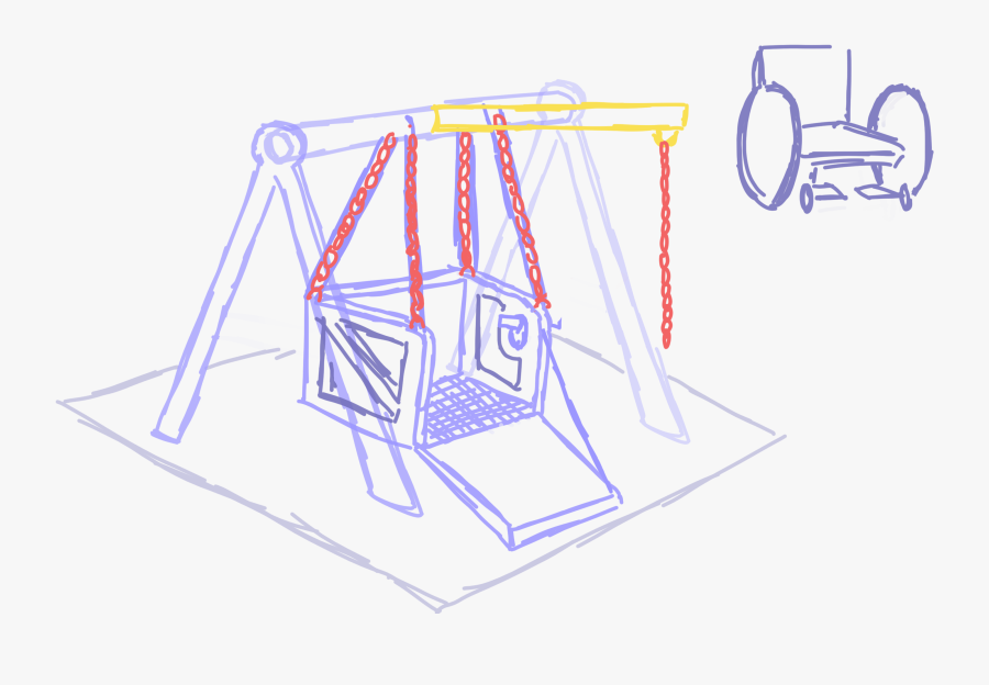 Wheelchair Swing Sketch, Transparent Clipart