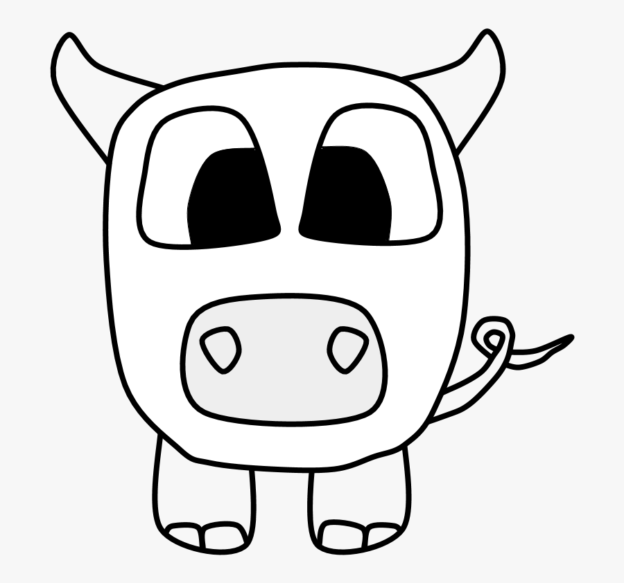 Pig, Big Eyes, Black And White, Cartoon Animal - Bull With Big Eyes Cartoon, Transparent Clipart