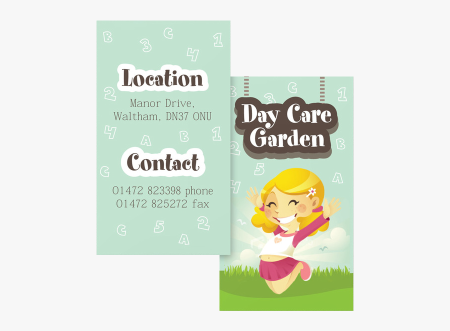 Graphic Daycare Business Card Template - Jumping For Joy Cartoon, Transparent Clipart