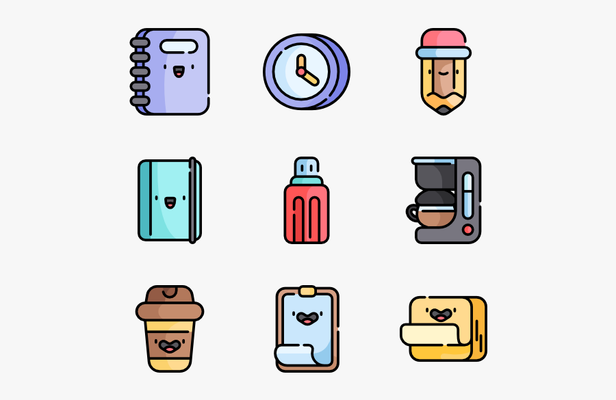 Stationery - Vector Color Icons, Transparent Clipart