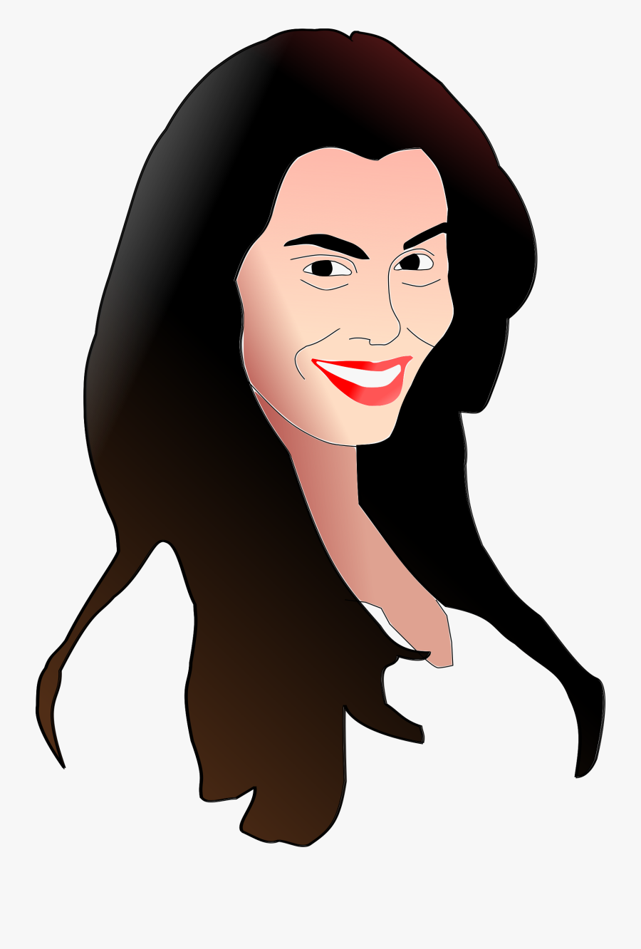 Eva Girl Hair Clipart, Vector Clip Art Online, Royalty - Woman Smile Face Art, Transparent Clipart