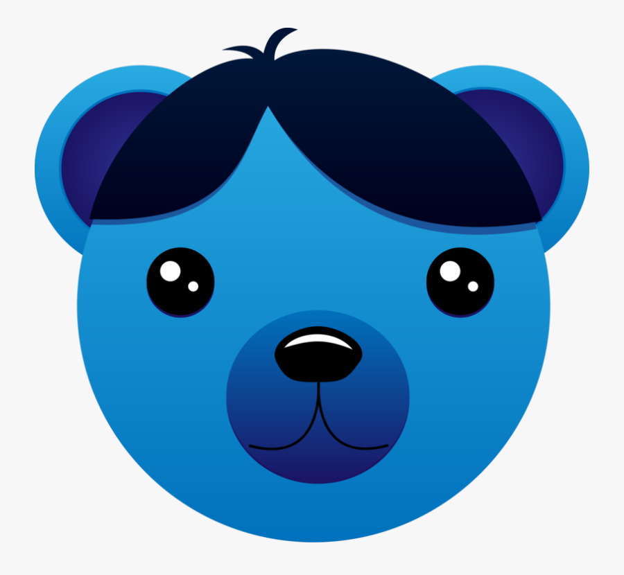 Blue Bear With Parted Hair - Cartoon Blue Bear Cute, Transparent Clipart