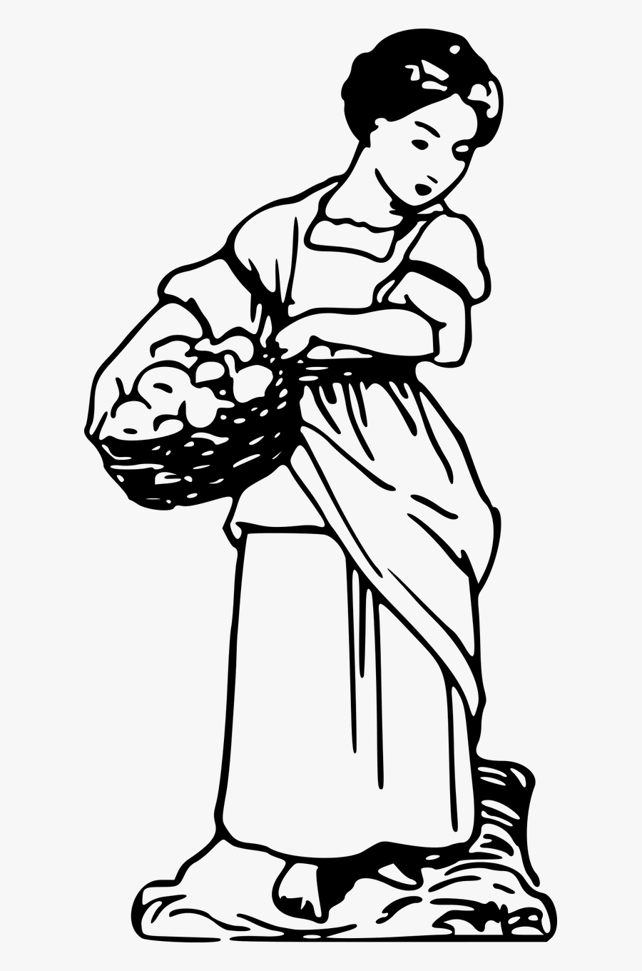 Basket Collect Collecting Free Picture - Mother Carrying Basket In The Market Line Art Image, Transparent Clipart