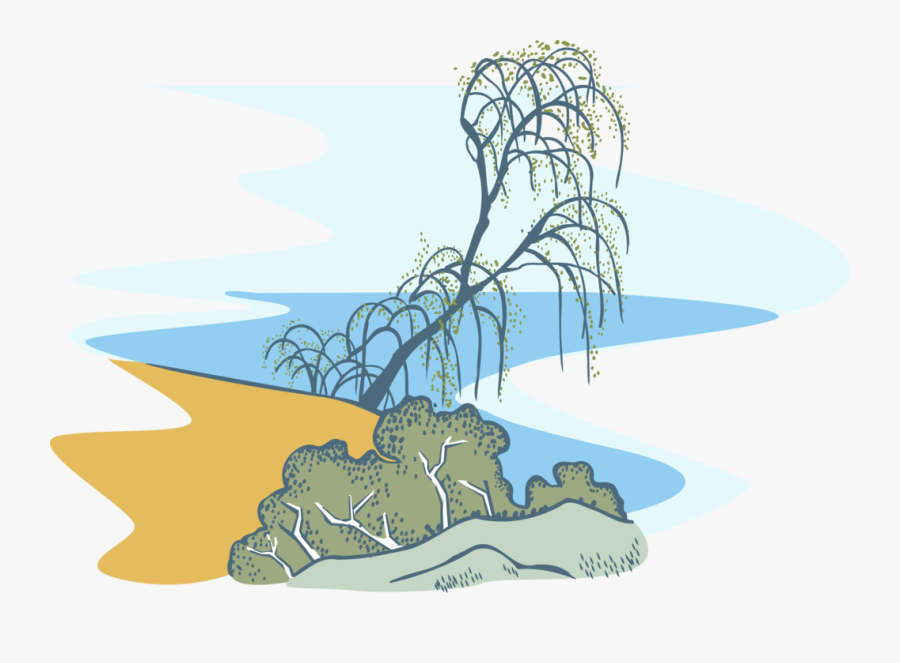 Vector Illustration Of Country Landscape With Trees - Illustration, Transparent Clipart