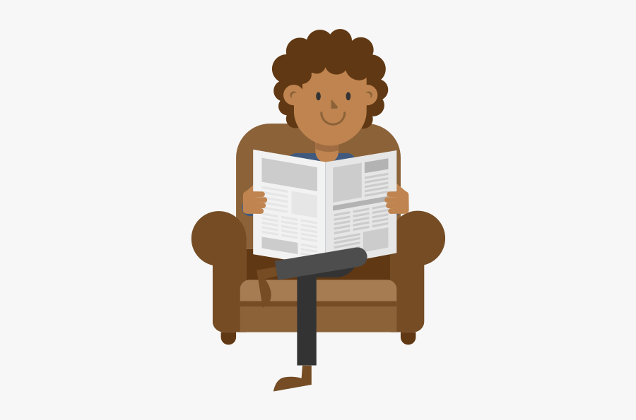 Cartoon Man Sitting On Couch Reading Newspaper Free Transparent