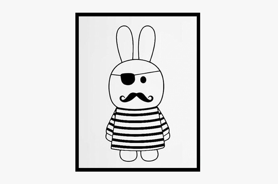 Petite Bello Wall Decor 15cm*20cm Pirate Bunny Wall - Czarno Biale Plakaty Dla Dzieci, Transparent Clipart