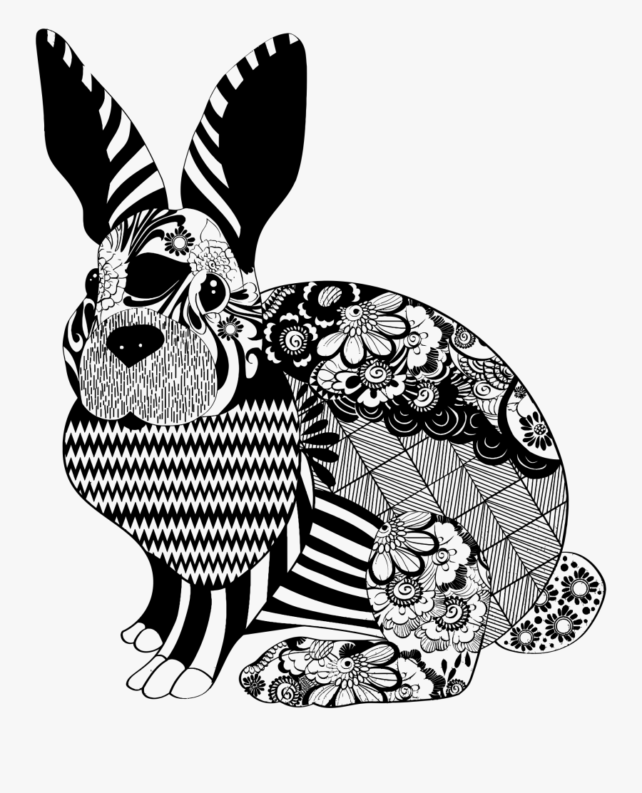 Floral Rabbit Silhouette Clip Arts - Easter Picture No Background, Transparent Clipart