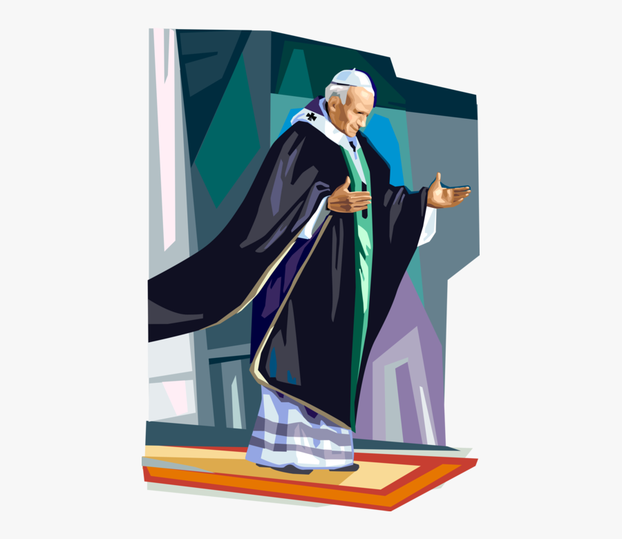 Vector Illustration Of Pope Saint John Paul Ii, Pontiff - John Paul 2 Art, Transparent Clipart