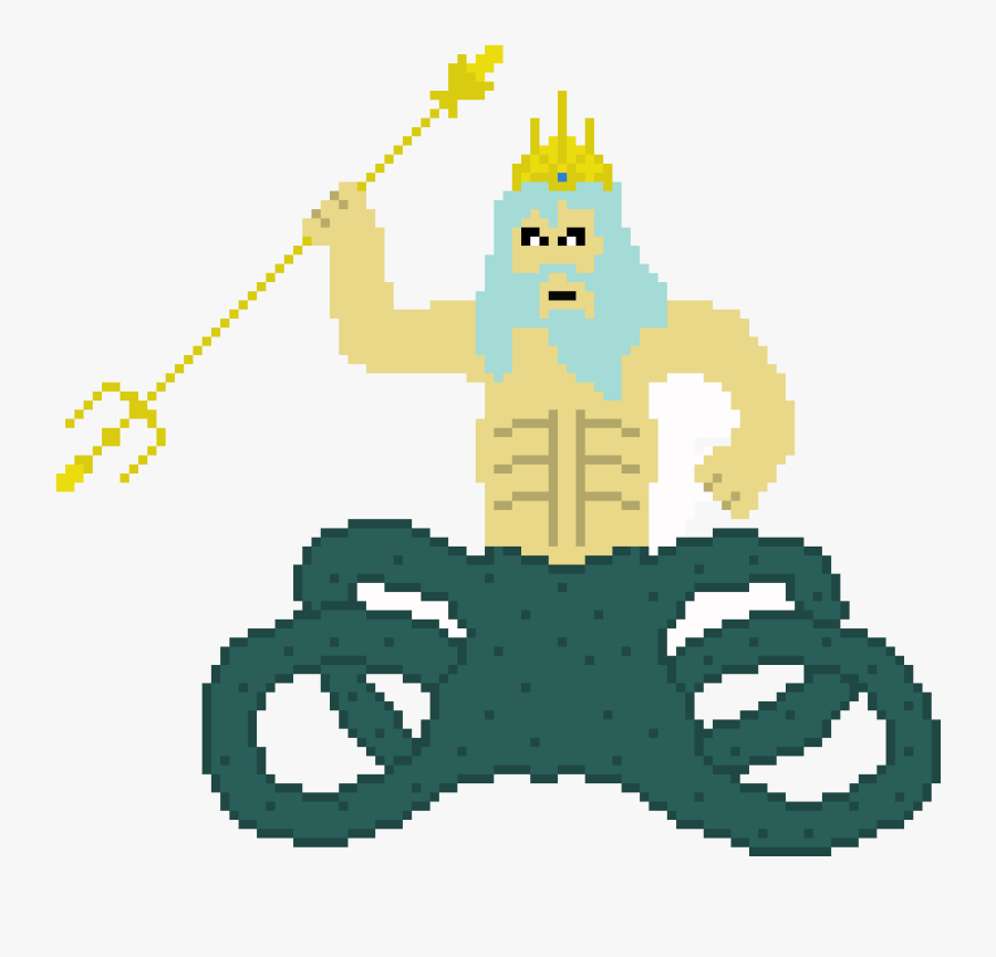Poseidon Pixel Art, Transparent Clipart